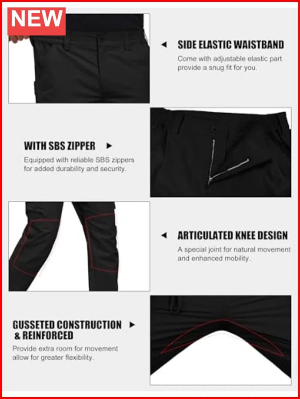 Men's Hiking Cargo Pants – Water Resistant Ripstop Tactical Work Trousers